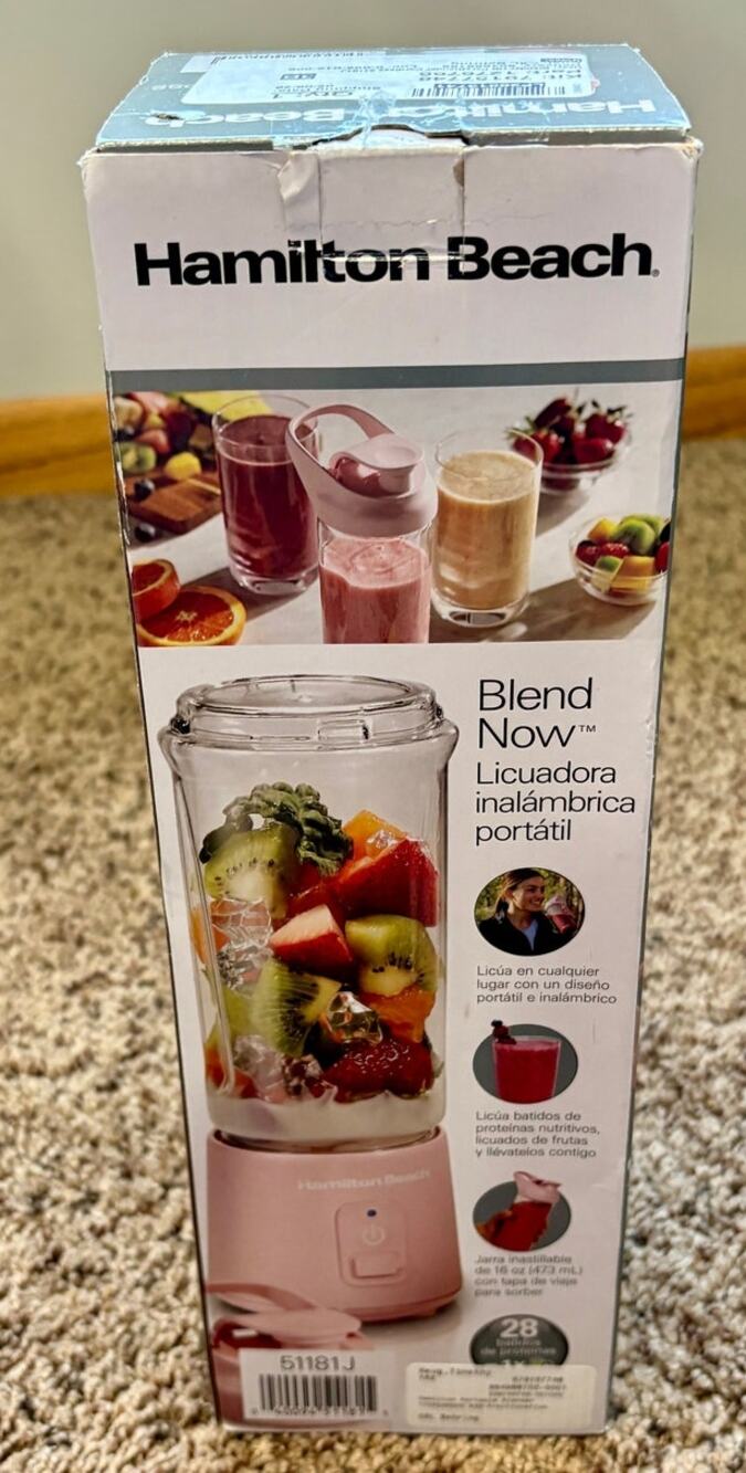 Hamilton Beach Blend Now Portable Cordless Blender Rose NIB